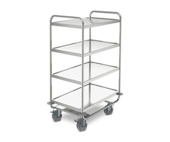Stainless steel trolley, with 4 shelves