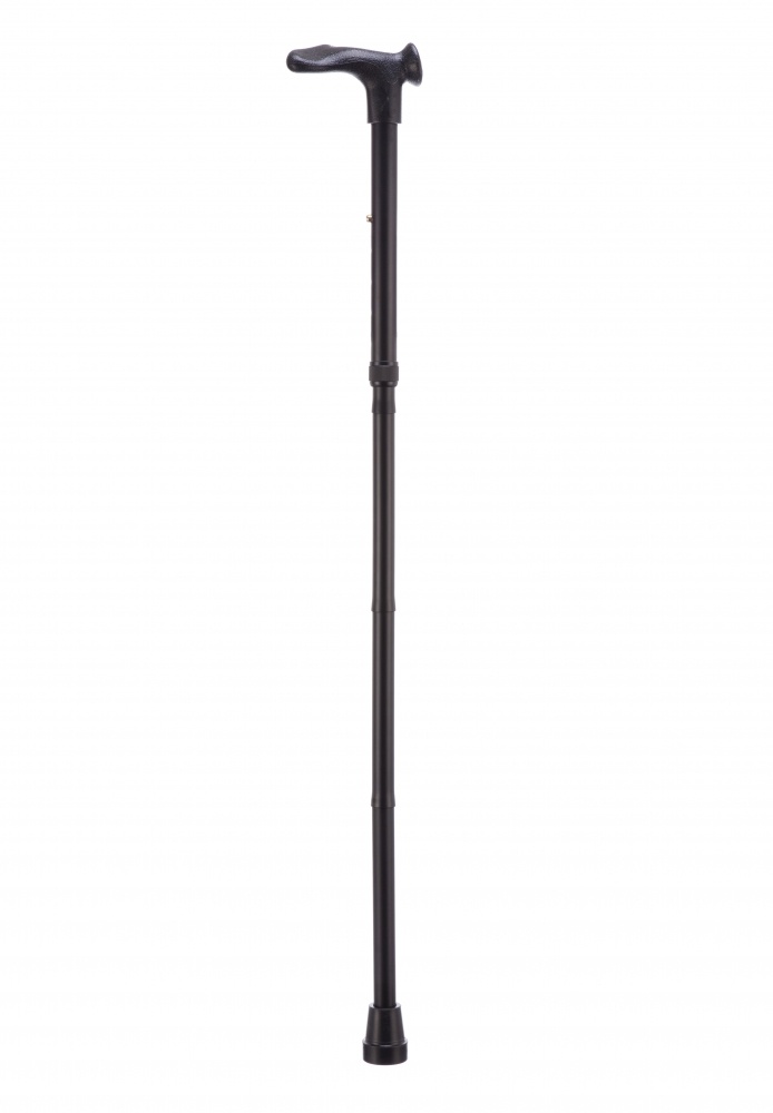 Folding walking stick comfort grip - black
