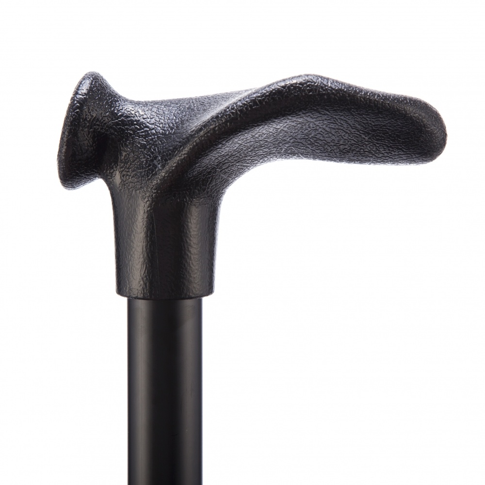 Folding walking stick comfort grip - black