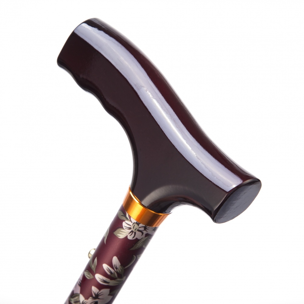 Folding walking stick - burgundy