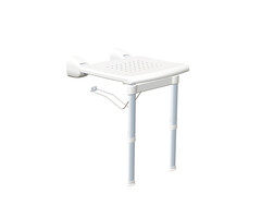 Folding shower seat with support legs