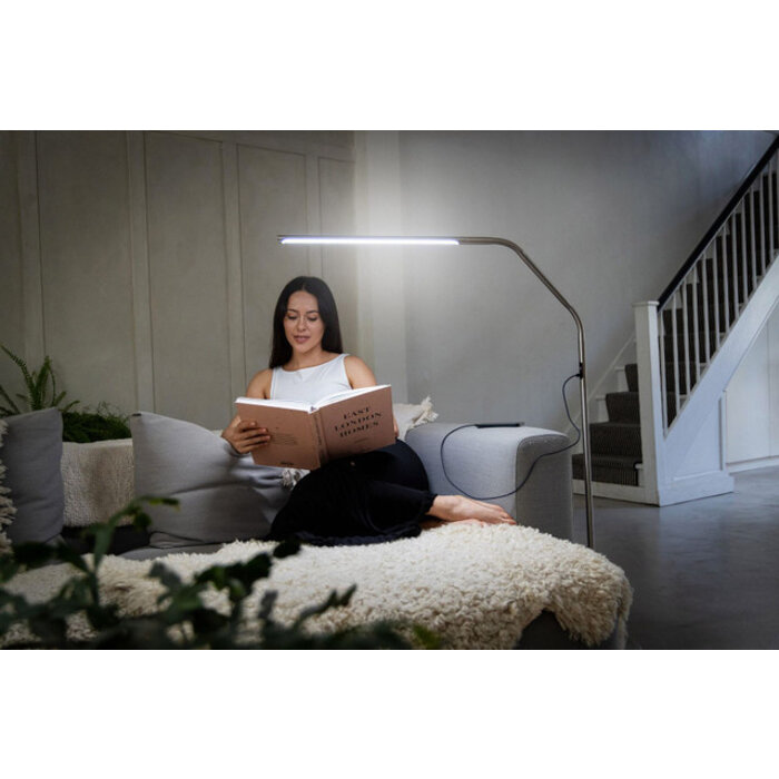 Lampadaire LED dimmable DAYLIGHT Slimline 4 E35119 - Acier brossé