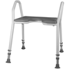 Lightweight aluminum shower chair with ergonomic armrests.