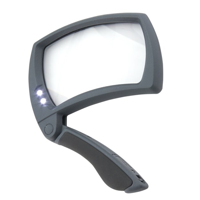 Foldable magnifying glass with LED lighting