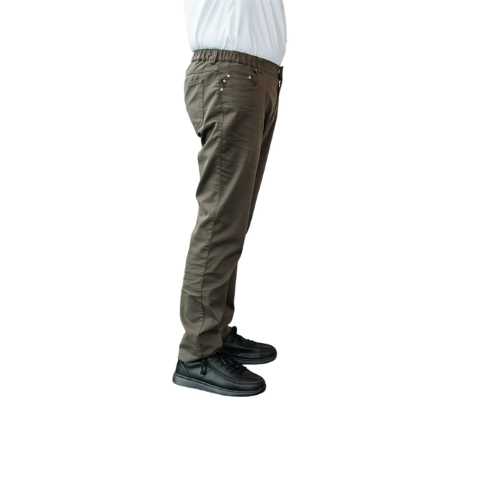 5 pocket broek met elastiek - groen katoen