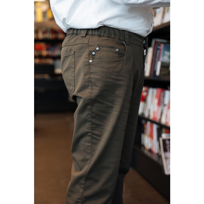 5 pocket broek met elastiek - groen katoen
