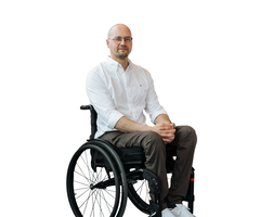 Wheelchair trousers with deep zip and hook and eye - green cotton