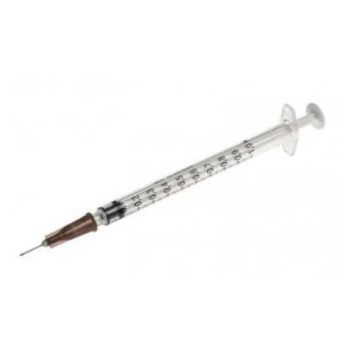 BD Plastipak tuberculin syringe 1 ml + 27G 3/8IN 10 mm Box of 120