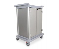 Essential trolley 10, with 2 doors, grey, height 110 cm, without docking clamp