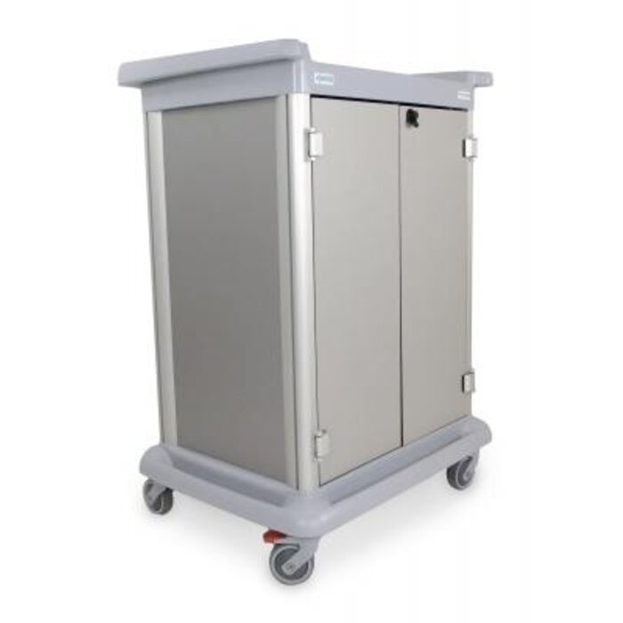 Essential trolley 10, with 2 doors, grey, height 110 cm, without docking clamp