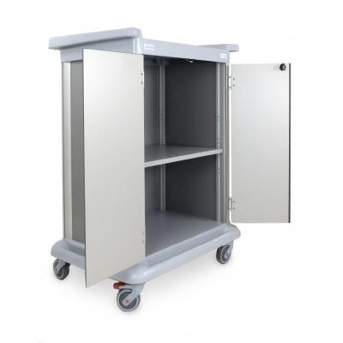 Essential trolley 10, with 2 doors, grey, height 110 cm, without docking clamp
