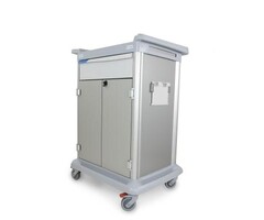 Essential trolley 10, with 2 doors and 1 drawer, grey, height 110 cm, without docking clamp