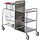 Combi dirty-clean linen trolley with 2 red and green lids and 2 pedals