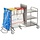 Combination trolley with 3 shelves, 1 Wasty holder, 2 bag holders with white lids and 2 pedals