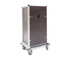 Chariot à linge Atlas 520 pour linge propre, avec portes, chêne wengé