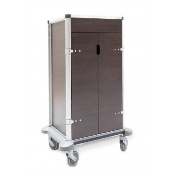 Chariot à linge Atlas 520 pour linge propre, avec portes, chêne wengé