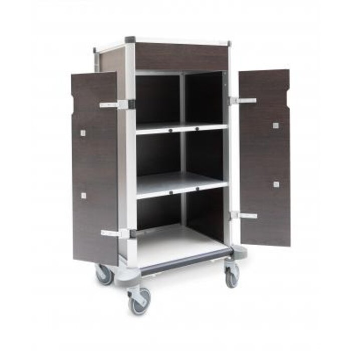 Atlas 520 linen trolley for clean laundry, with doors, Wenge Oak