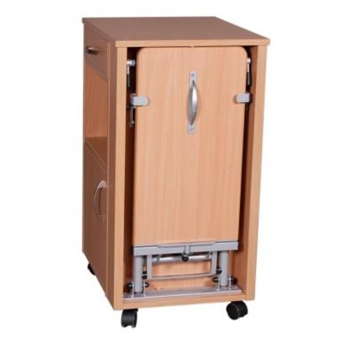 Bedside table on wheels, height adjustable tablet