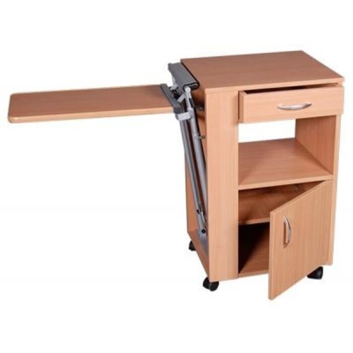Bedside table on wheels, height adjustable tablet