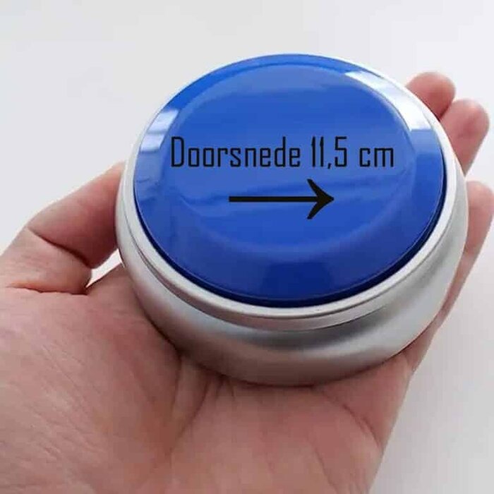 Dutch speaking time button - clear speech - with alarm - large blue version