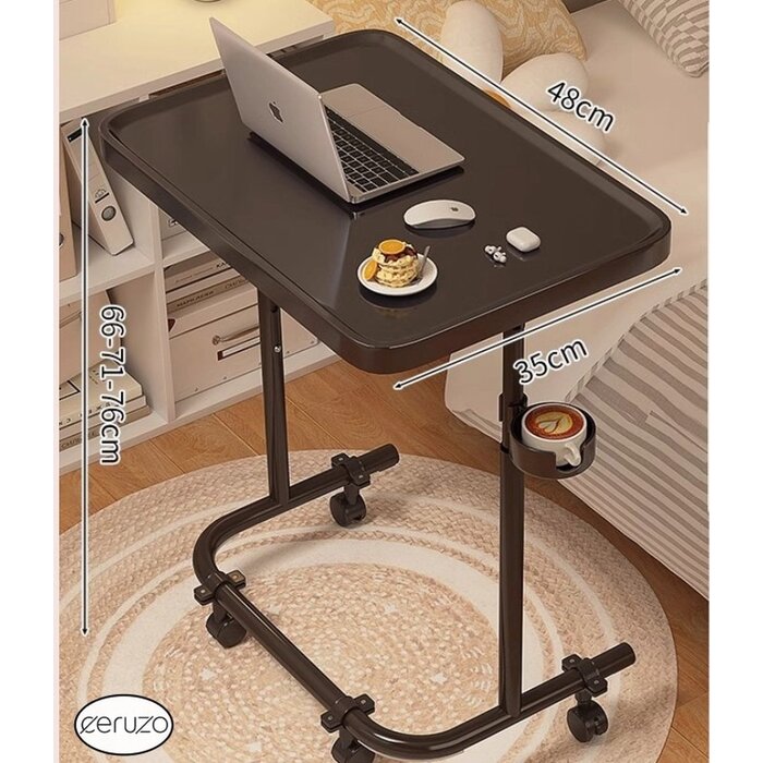 Ceruzo Side Table on Wheels - Adjustable in Height