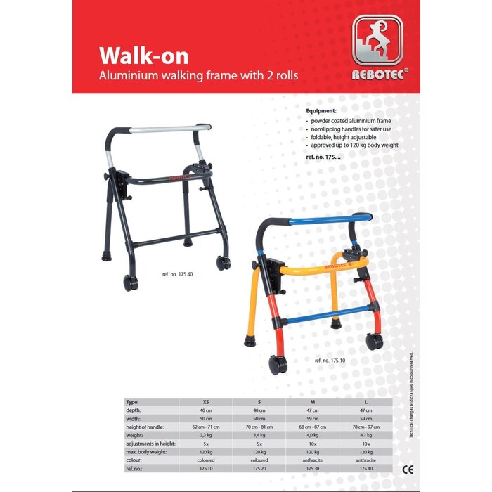 Déambulateur en aluminium à 2 roues