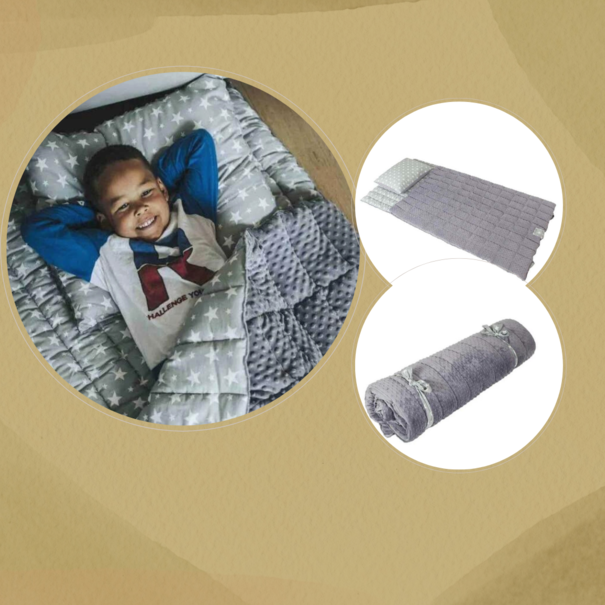 Sac de couchage lesté Poséidon (= bleu) & Gris (= gris) pour enfant