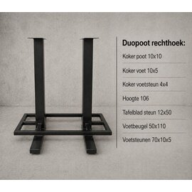 Onderstel bartafel Duopoot rechthoek