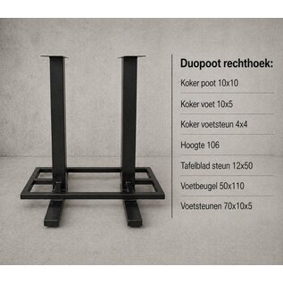 Onderstel bartafel Duopoot rechthoek