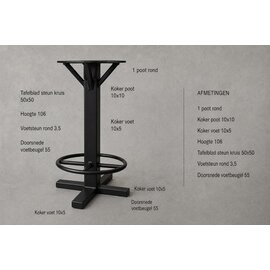 Onderstel bartafel 1 poot rond