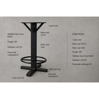 Onderstel bartafel 1 poot rond