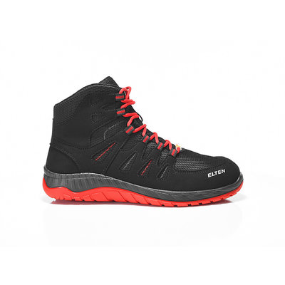 Elten werkschoenen Maddox black-red mid esd s3