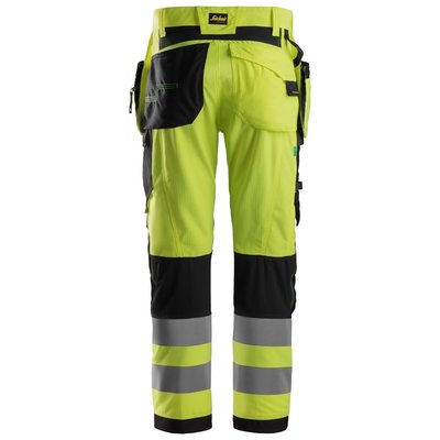 Snickers Workwear FlexiWork, High Vis Werkbroek+ met holsterzakken klasse 2