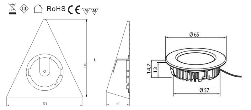 Surface LED triangle cabinet Lighting | Kitchen cabinet LED lighting ...