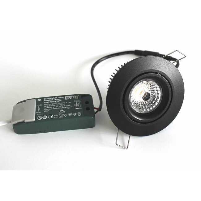 R&M Line LED inbouwspot zwart 13 watt warm wit 2700k