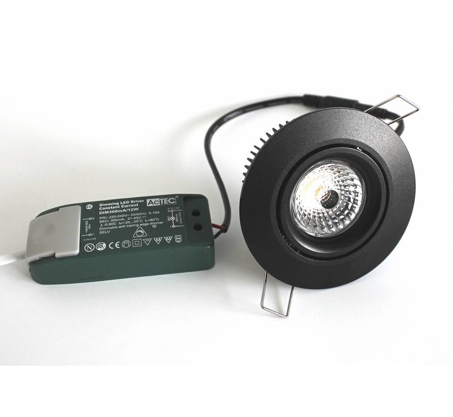 LED inbouwspot zwart 13 watt warm wit 2700k