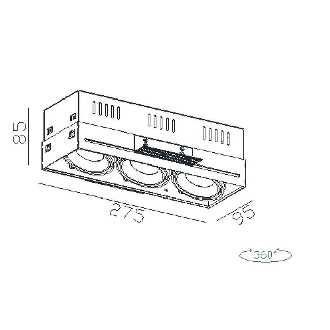 R&M Line Trimless triple LED recessed luminaire 3x8 Watt