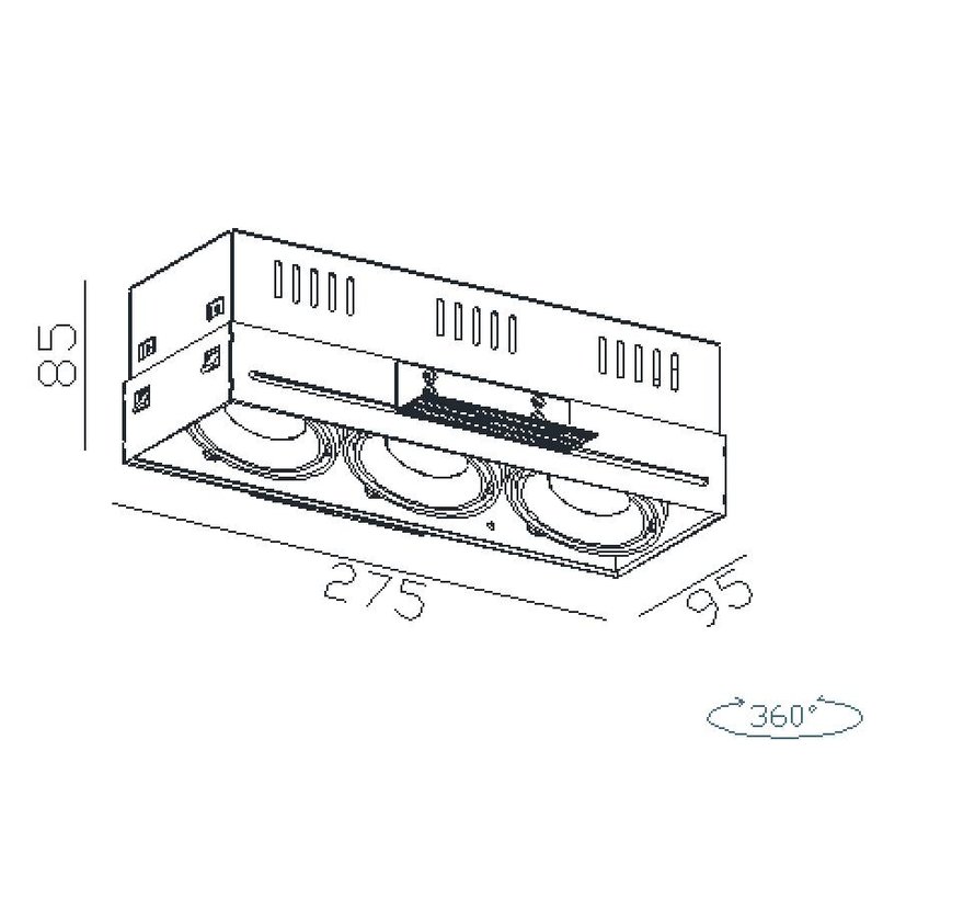 Trimless triple  LED inbouw armatuur 3x8 Watt