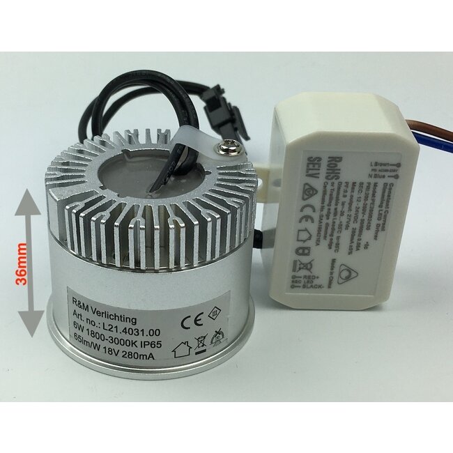 R&M Line LED module 6w 50mm IP65 Dim to warm 1800k ~ 3000k