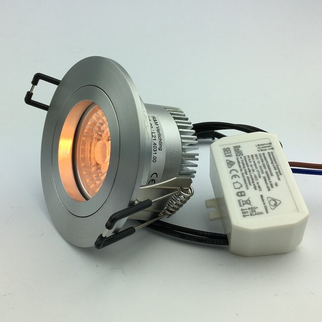 R&M Line LED downlight silver FIX-R 6W IP65 3000-1800 Kelvin dim-to-warm