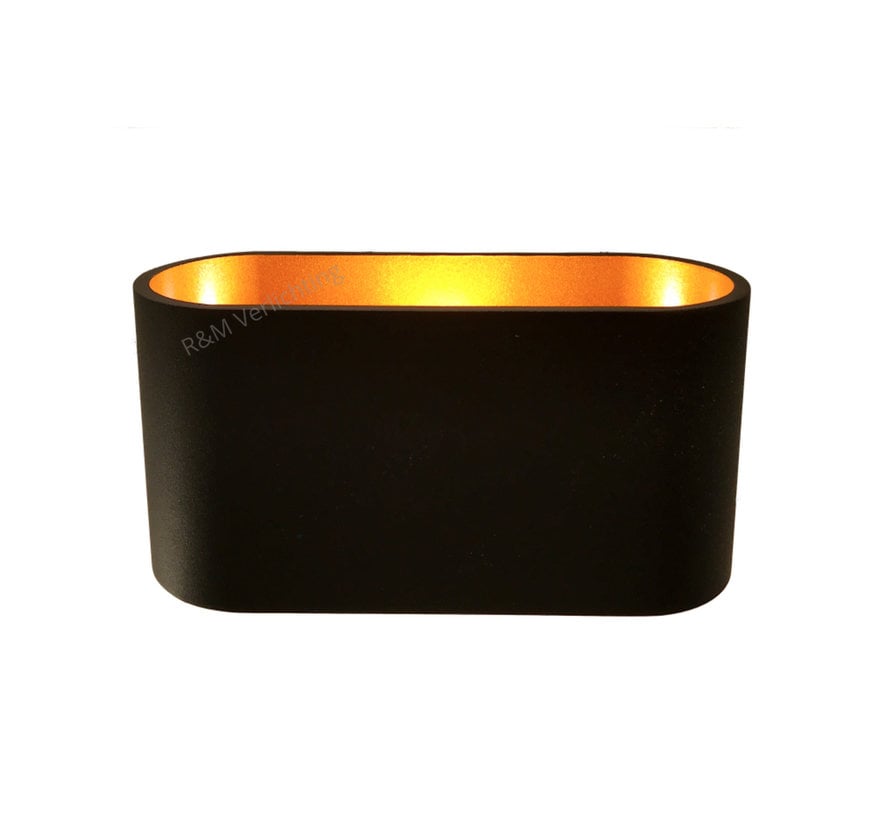 Wandlamp Oval LED zwart met goud G9 230v