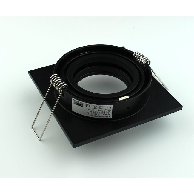 R&M Line Square recessed downlight black tiltable GU10