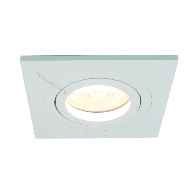 R&M Line Inbouwspot vierkant wit kantelbaar 12v/230v