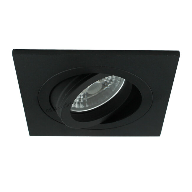 R&M Line Square recessed downlight black tiltable GU10