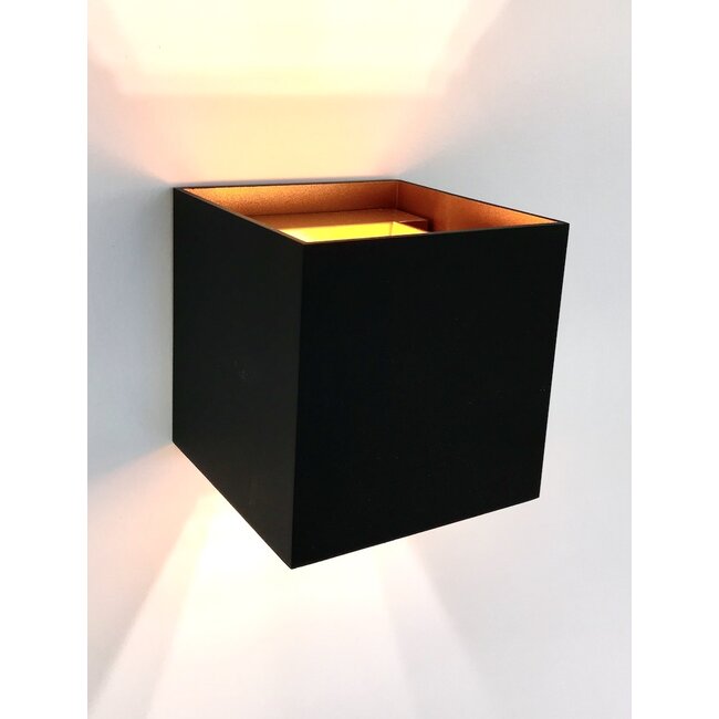R&M Line Wandlamp Square zwart en goud G9 230v