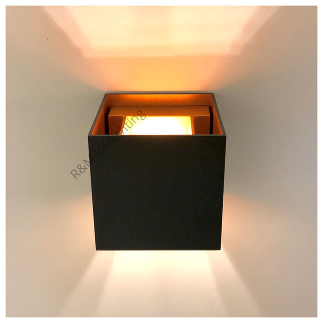 R&M Line Wall lamp Square black and gold G9 230v