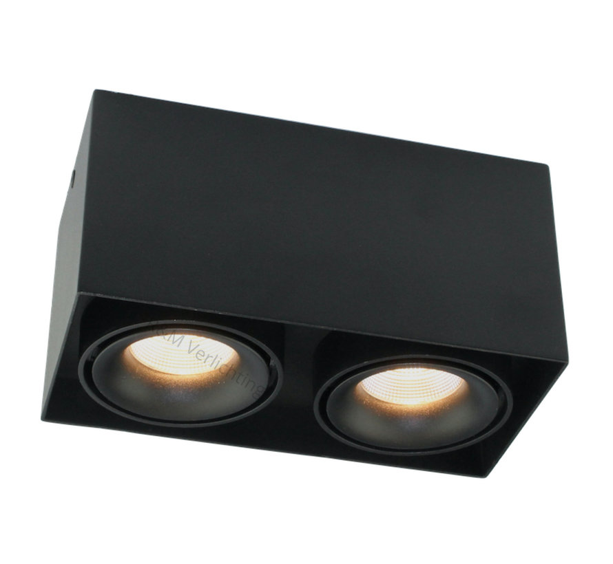 Opbouwspot Caja LED 2x9w 2700K zwart