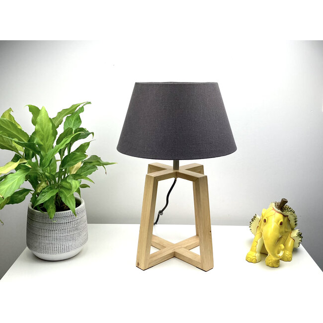 Highlight Tafellamp Quatro Hout met lampenkap antraciet