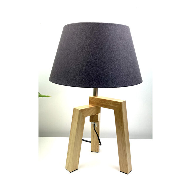 Highlight Tafellamp Trios hout met kap antraciet