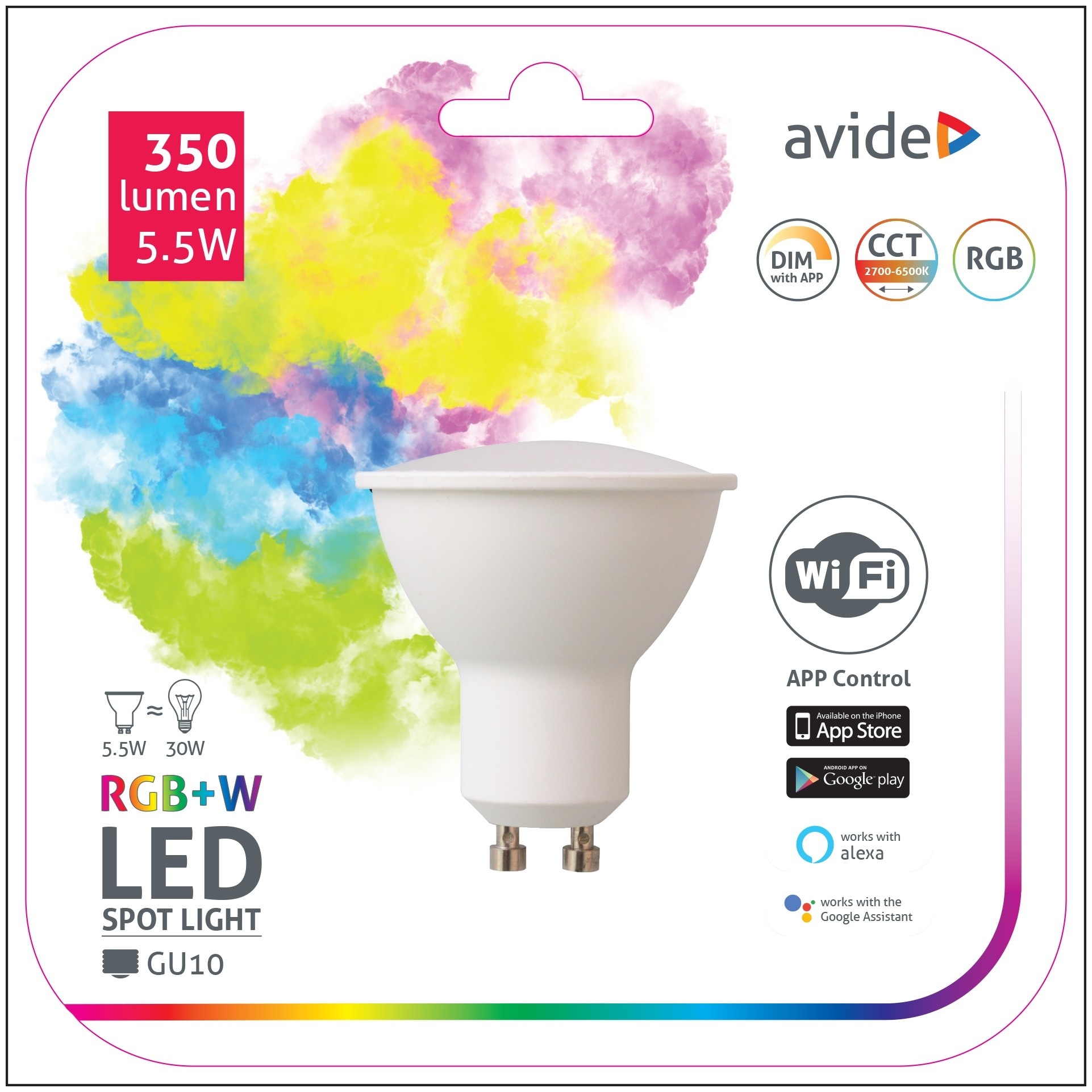 SMART LED GU10 5.5W RGB+W WIFI APP CONTROL - R&M Lighting